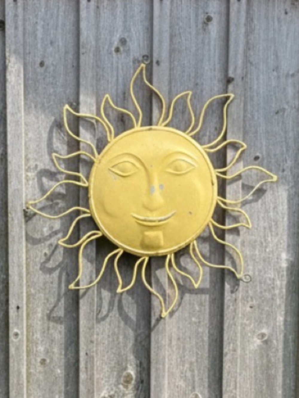 Vintage Handcrafted Metal Sun Face Wall Hanging 17.5”